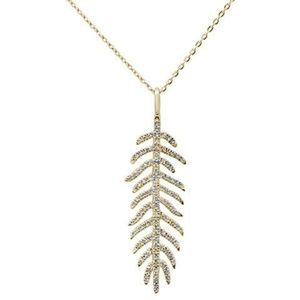 .18ct 14kt yellow gold diamond feather pendant